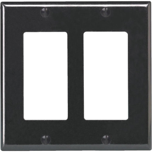 Leviton Decora 2-Gang Smooth Plastic Rocker Decorator Wall Plate, Black