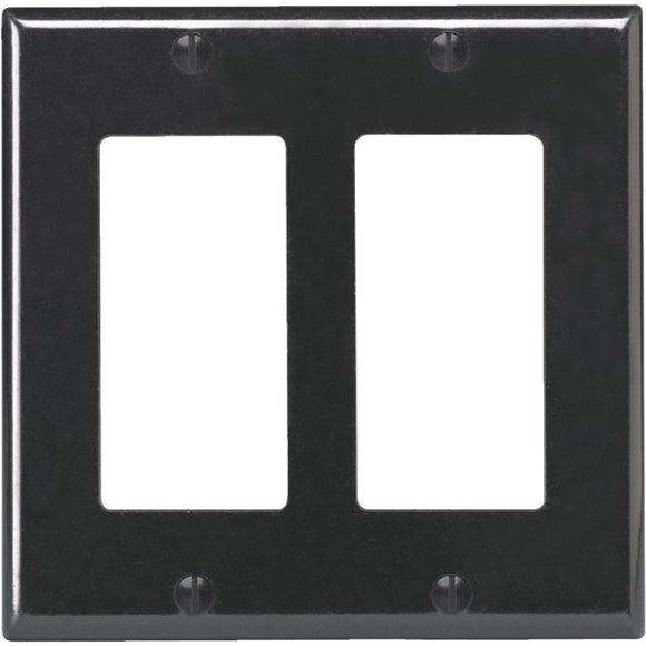 Leviton Decora 2-Gang Smooth Plastic Rocker Decorator Wall Plate, Black