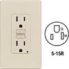 Leviton SmartlockPro Self-Test 15A Light Almond Residential Grade 5-15R GFCI Outlet with Screwless Wall Plate