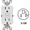 Leviton SmartlockPro Self-Test 15A White Residential Grade Rounded Corner 5-15R GFCI Outlet