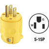 Leviton 15A 125V 3-Wire 2-Pole Residential Grade Cord Plug, Yellow