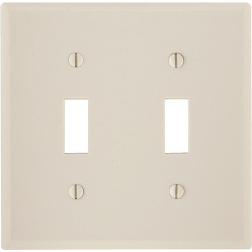 Leviton 2-Gang Plastic Toggle Switch Wall Plate, Light Almond