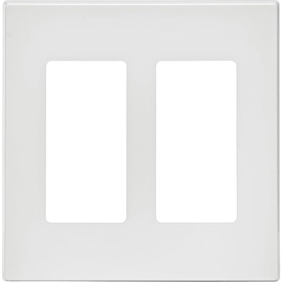 Leviton Decora Plus 2-Gang Poly Carbonate Screwless Decorator Wall Plate, White