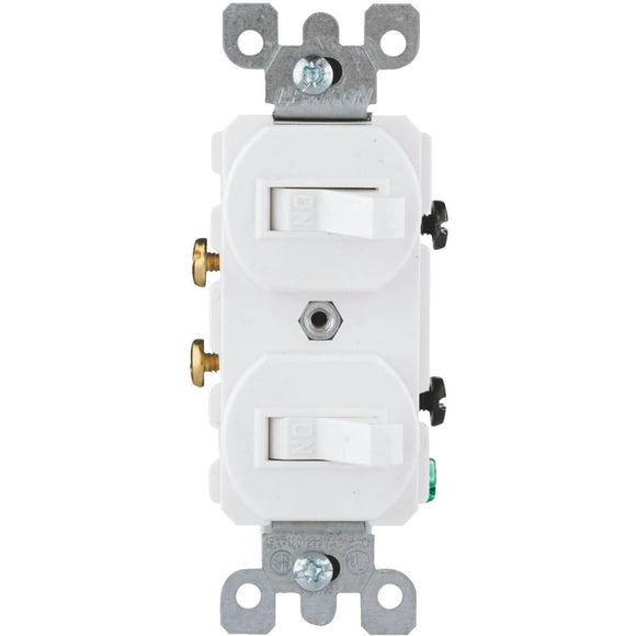 Leviton Single Pole White 15A Quiet Duplex Switch