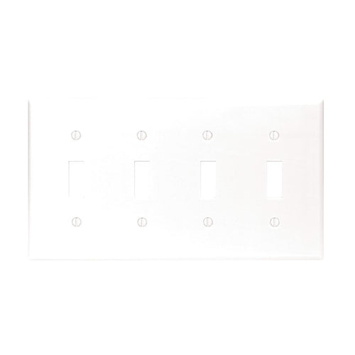 Leviton 4-Gang Plastic Toggle Switch Wall Plate, White