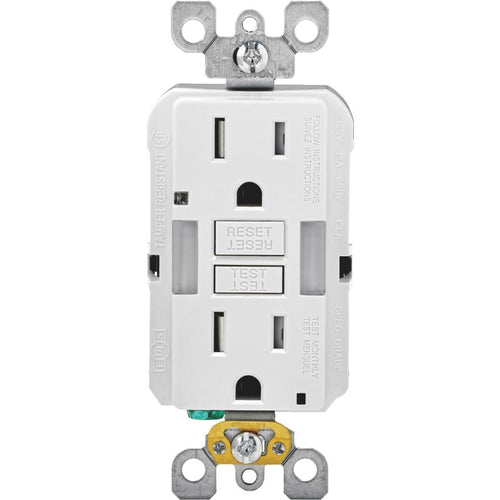 Leviton SmartLockPro Self-Test 15A White Tamper Resistant 5-15R GFCI Outlet