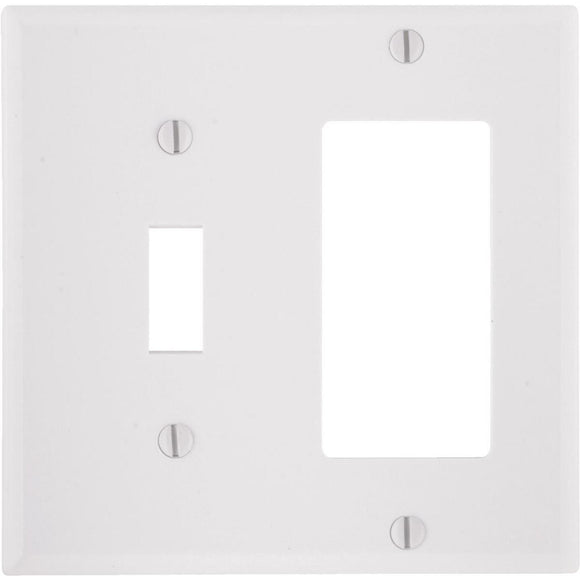 Leviton Decora 2-Gang Thermoset Single Toggle/Rocker Wall Plate, White