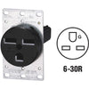 Leviton 30A Flush Mount Black 6-30R Power Outlet