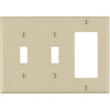 Leviton Decora 3-Gang Thermoset 2-Toggle/Rocker Wall Plate, Ivory