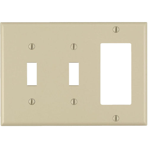 Leviton Decora 3-Gang Thermoset 2-Toggle/Rocker Wall Plate, Ivory