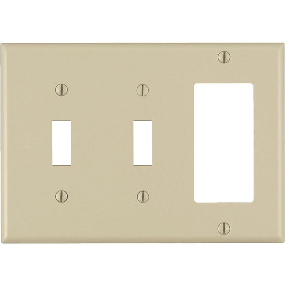 Leviton Decora 3-Gang Thermoset 2-Toggle/Rocker Wall Plate, Ivory