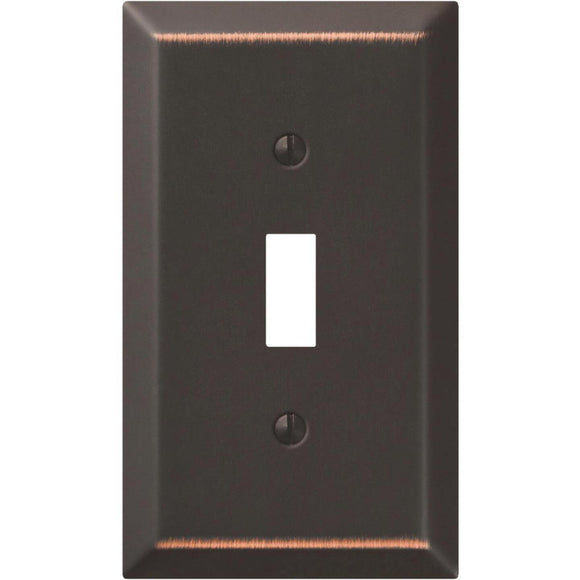 Amerelle 1-Gang Stamped Steel Toggle Switch Wall Plate, Aged Bronze