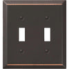 Amerelle 2-Gang Stamped Steel Toggle Switch Wall Plate, Aged Bronze