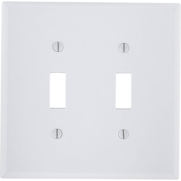Leviton 2-Gang Plastic Toggle Switch Wall Plate, White