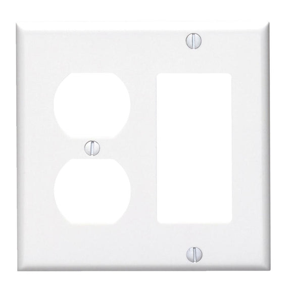 Leviton 2-Gang Smooth Plastic Single Rocker/Duplex Outlet Wall Plate, White