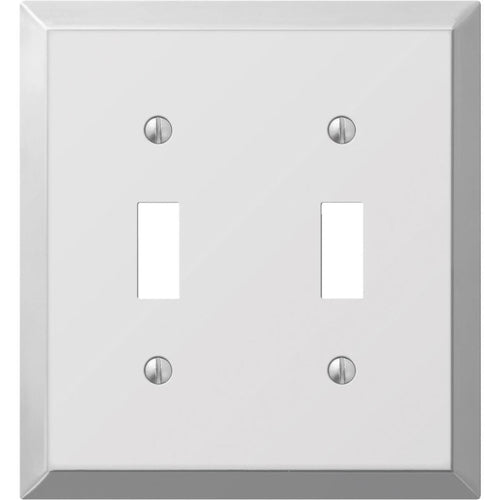 Amerelle 2-Gang Stamped Steel Toggle Switch Wall Plate, Polished Chrome