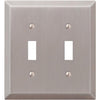 Amerelle 2-Gang Stamped Steel Toggle Switch Wall Plate, Brushed Nickel