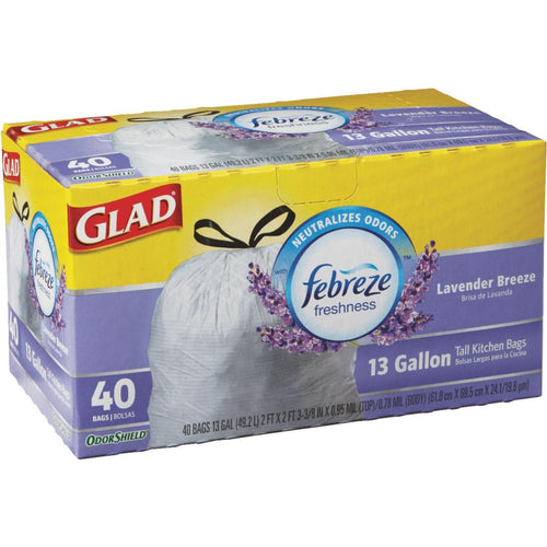 Glad Febreze 13 Gal. Lavender Tall Kitchen White Trash Bag (40-Count)