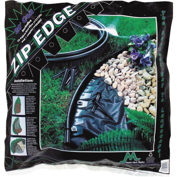 Master Mark Zip Edge 1 In. H. x 20 Ft. L. Black Recycled Plastic Lawn Edging