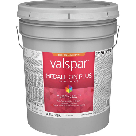 Valspar® Medallion® Plus Exterior Paint + Primer Semi-Gloss 5 Gallon White Base