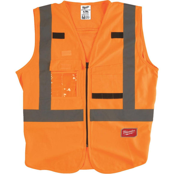 Milwaukee ANSI Class 2 Hi Vis Orange Safety Vest L/XL