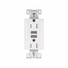 Eaton Cooper Wiring Combination USB Charger with Duplex Receptacle 15A, 125V White