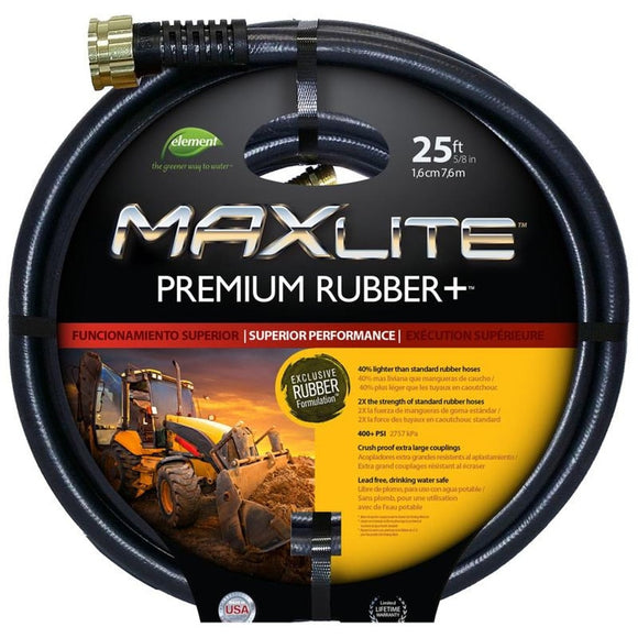 SWAN ELEMENT MAXLITE PREMIUM RUBBER+ HOSE (5/8 IN X 25 FT, BLACK)